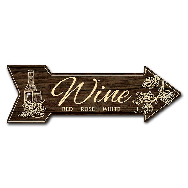Wine Arrow Sign Funny Home Decor 36in Wide